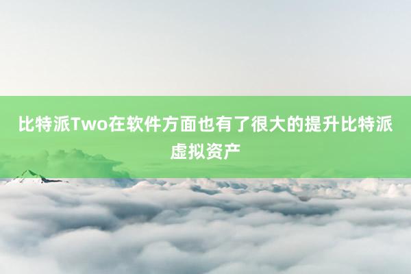 比特派Two在软件方面也有了很大的提升比特派虚拟资产