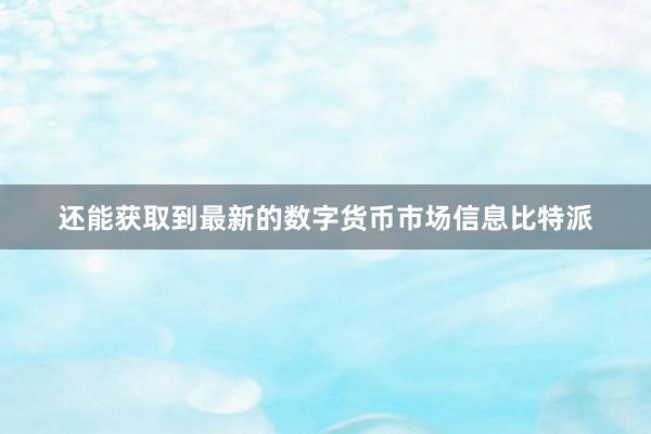 还能获取到最新的数字货币市场信息比特派