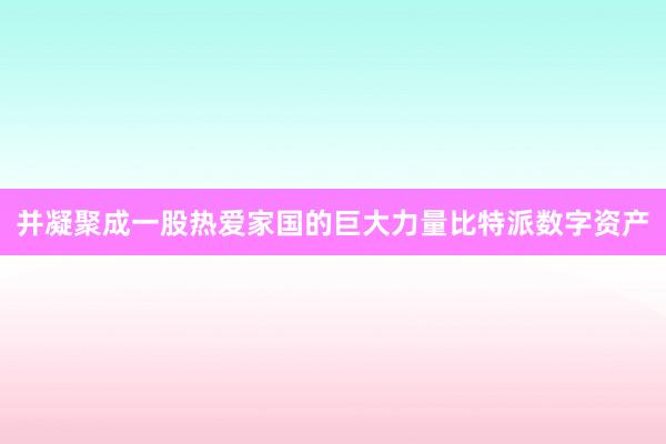 并凝聚成一股热爱家国的巨大力量比特派数字资产