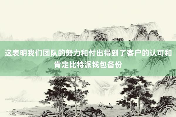 这表明我们团队的努力和付出得到了客户的认可和肯定比特派钱包备份